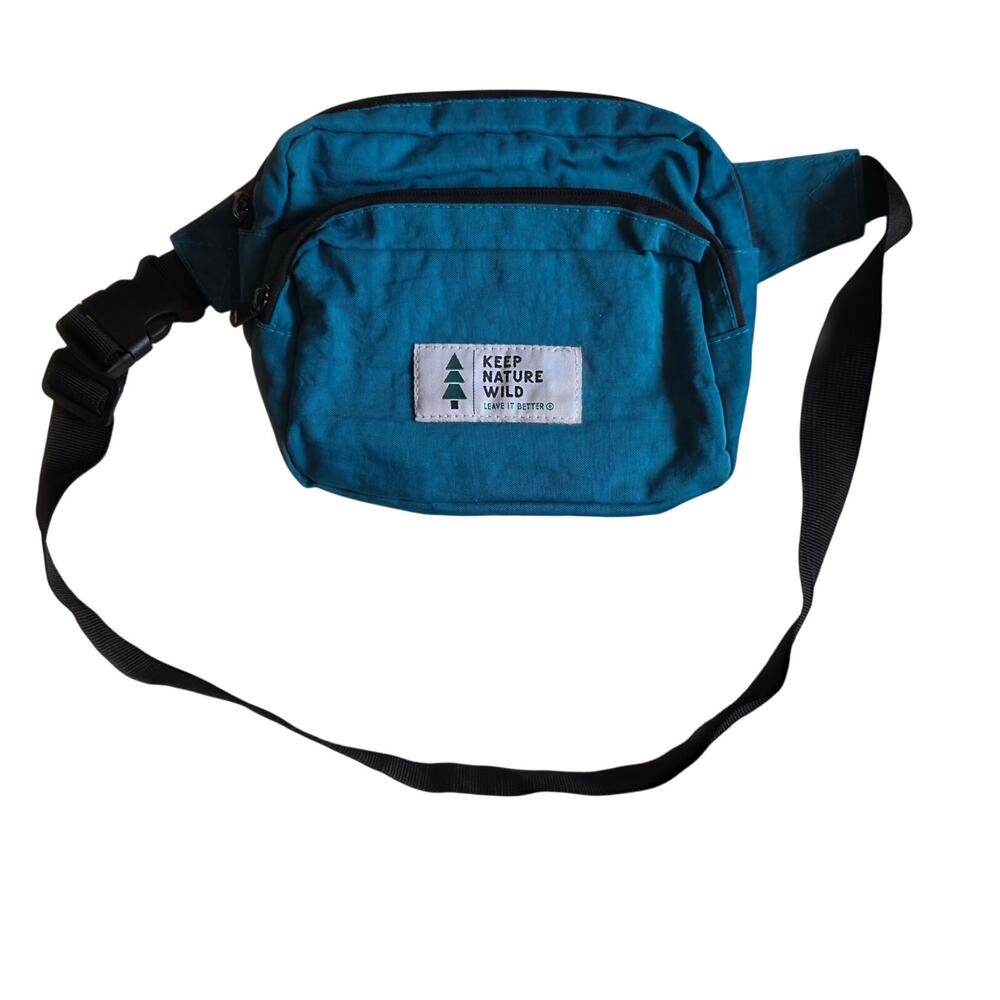 Keep Nature Wild Teal Blue Canvas Belt Bag Fanny Pack